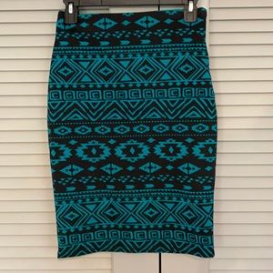 Turquoise patterned skirt